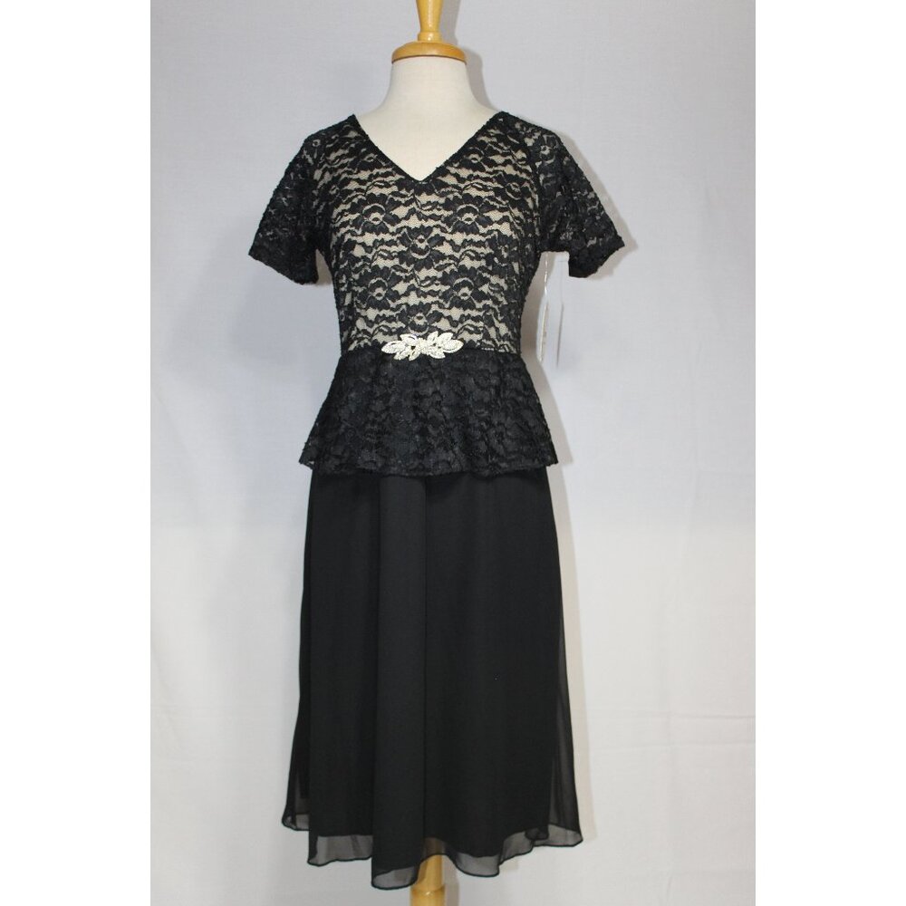 Fanny Fashion #1576-Short Peplum Style Dress-SIZE 3X-BLACK/GOLD-NEW W/Tags